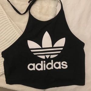 Adidas black crop halter top
